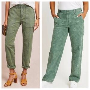 Anthropologie The Wanderer Palm Leaf Utility Pants 32 Waist Green